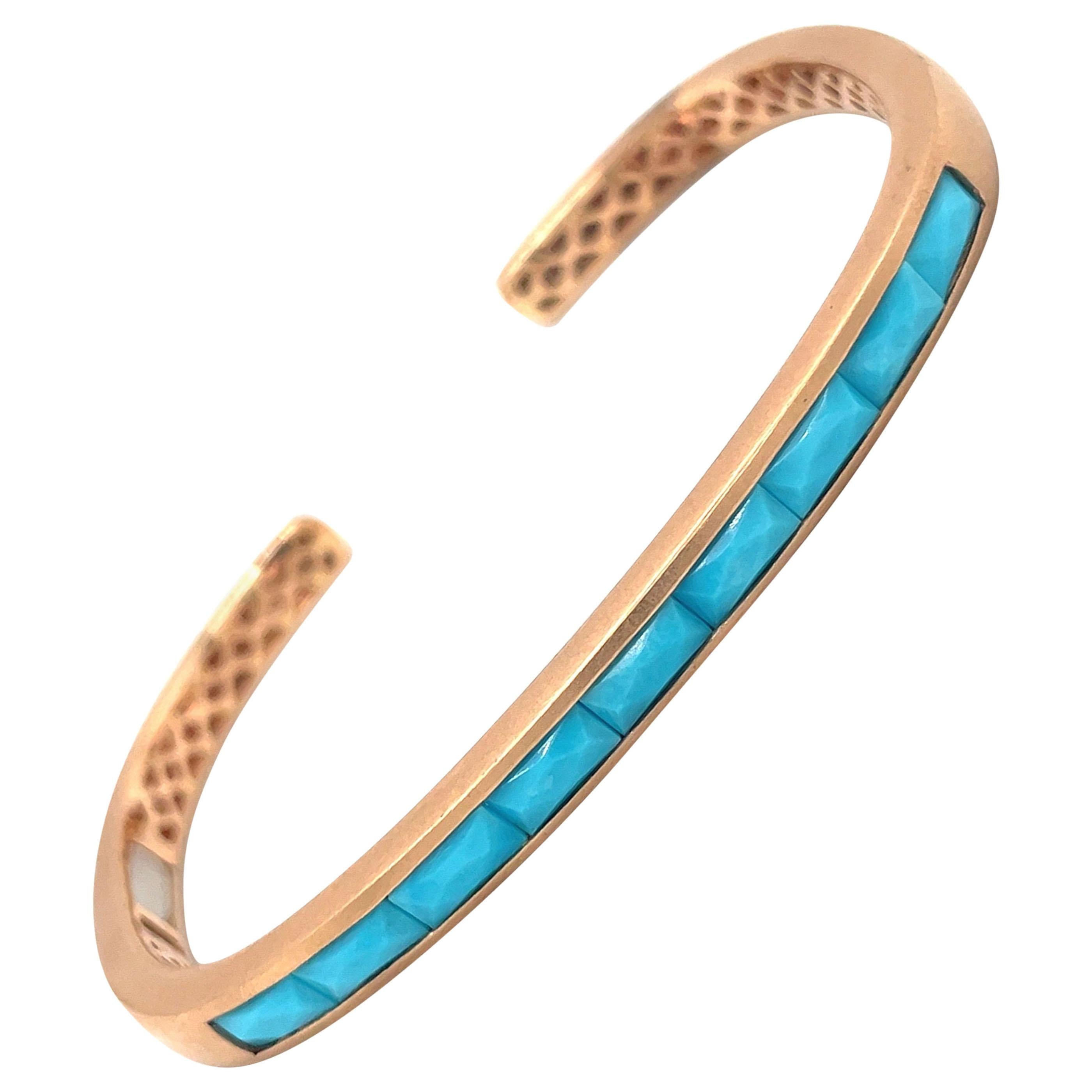 Jane Taylor 18KT Rose Gold Bracelet with 3.04Ct. Turquoise For Sale