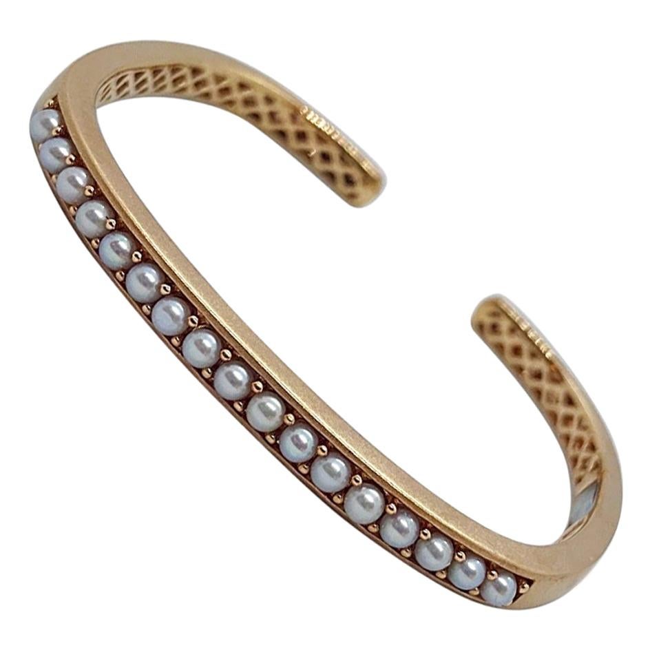 Jane Taylor 18 Karat Rose Gold Cuff Bracelet with Pearls