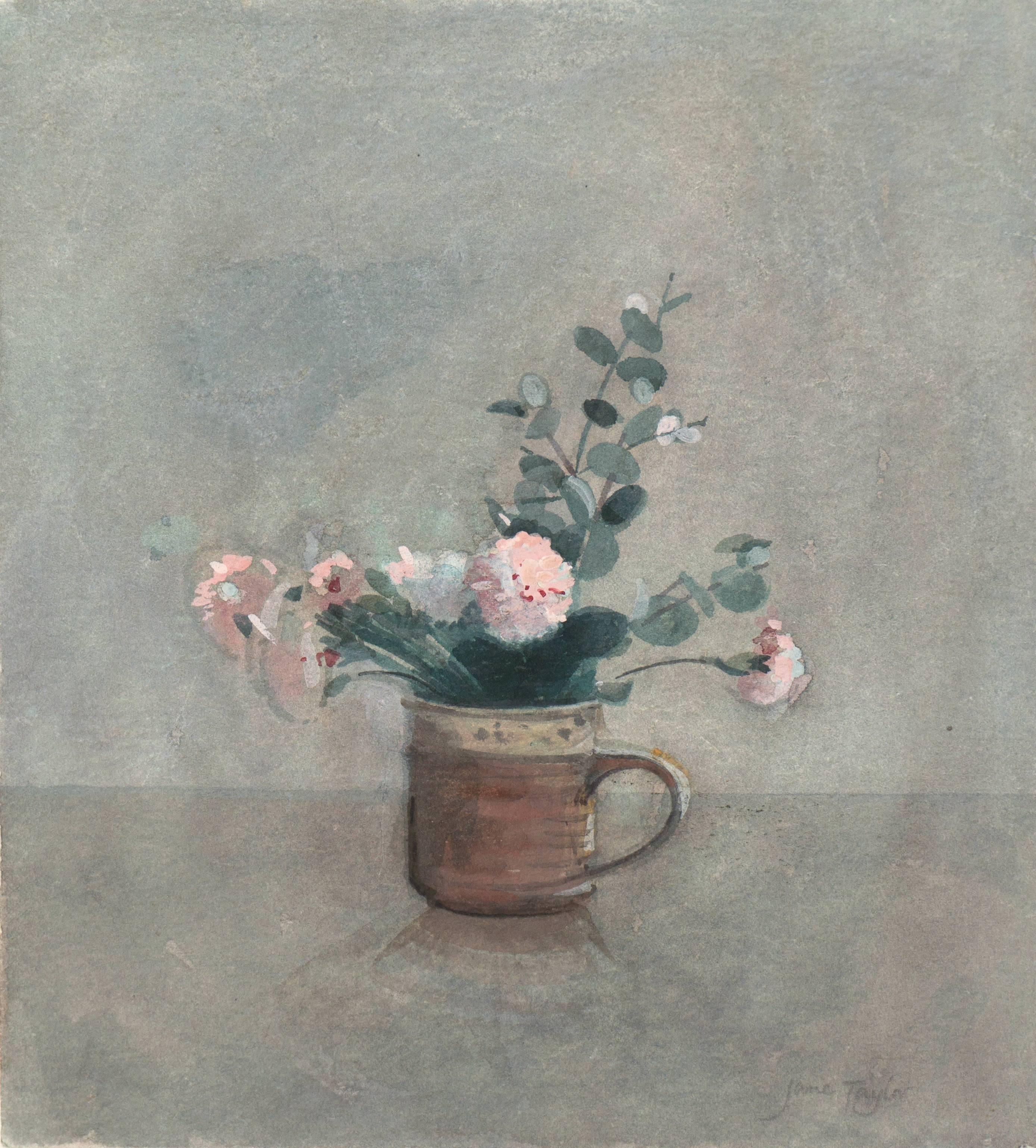 Still-Life Painting di Jane Taylor - 'Garofani rosa', Royal Society of British Watercolorists, Artista donna, RSBA
