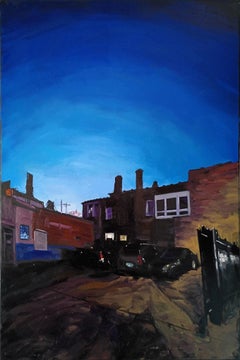 North Shore and Clark, April 23, 2025, 8:17PM, Oil Painting