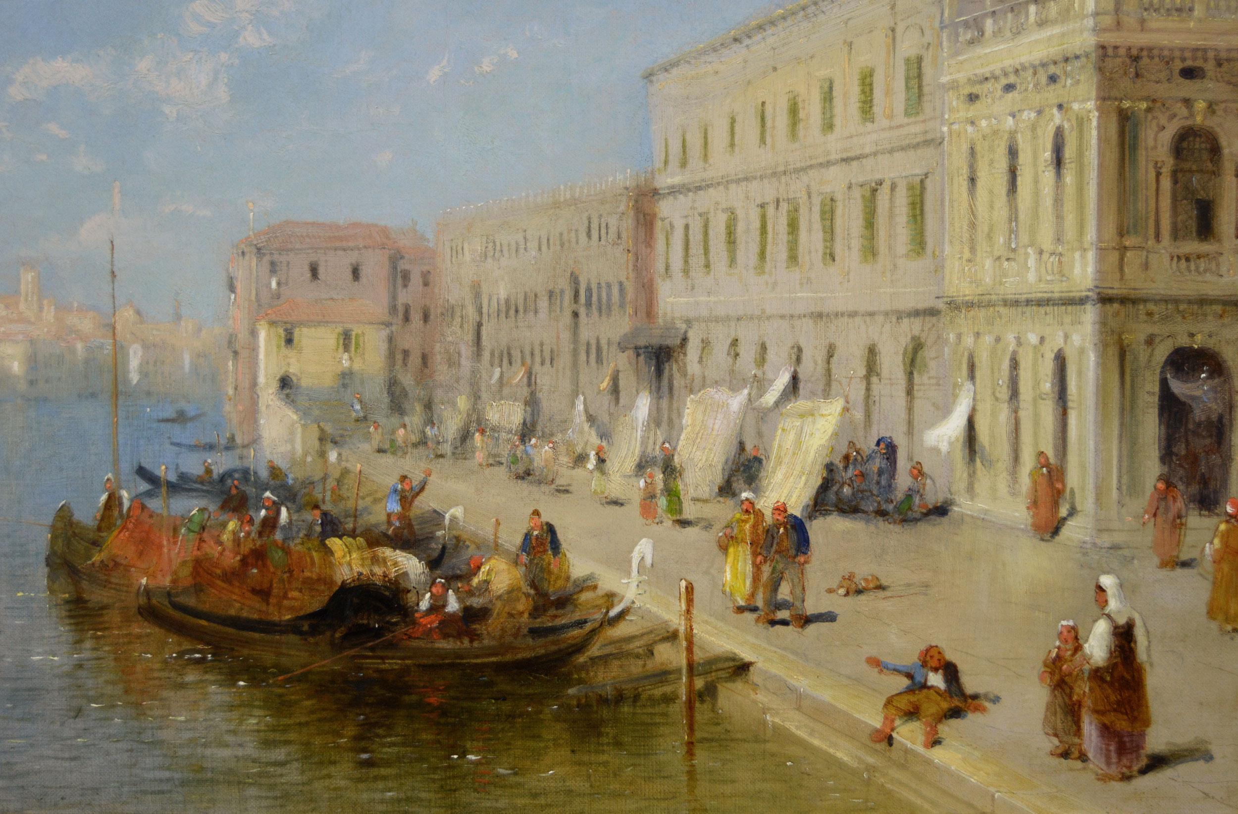 19th century oil painting of the Dogana & Santa Maria della Salute, Venice - Victorian Painting by Jane Vivian