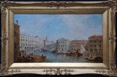 Rialto Bridge Grand Canal Venice - British Victorian landscape art oil painting 