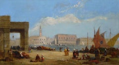 19th century oil painting of the Doge’s Palace from the Dogana, Venice