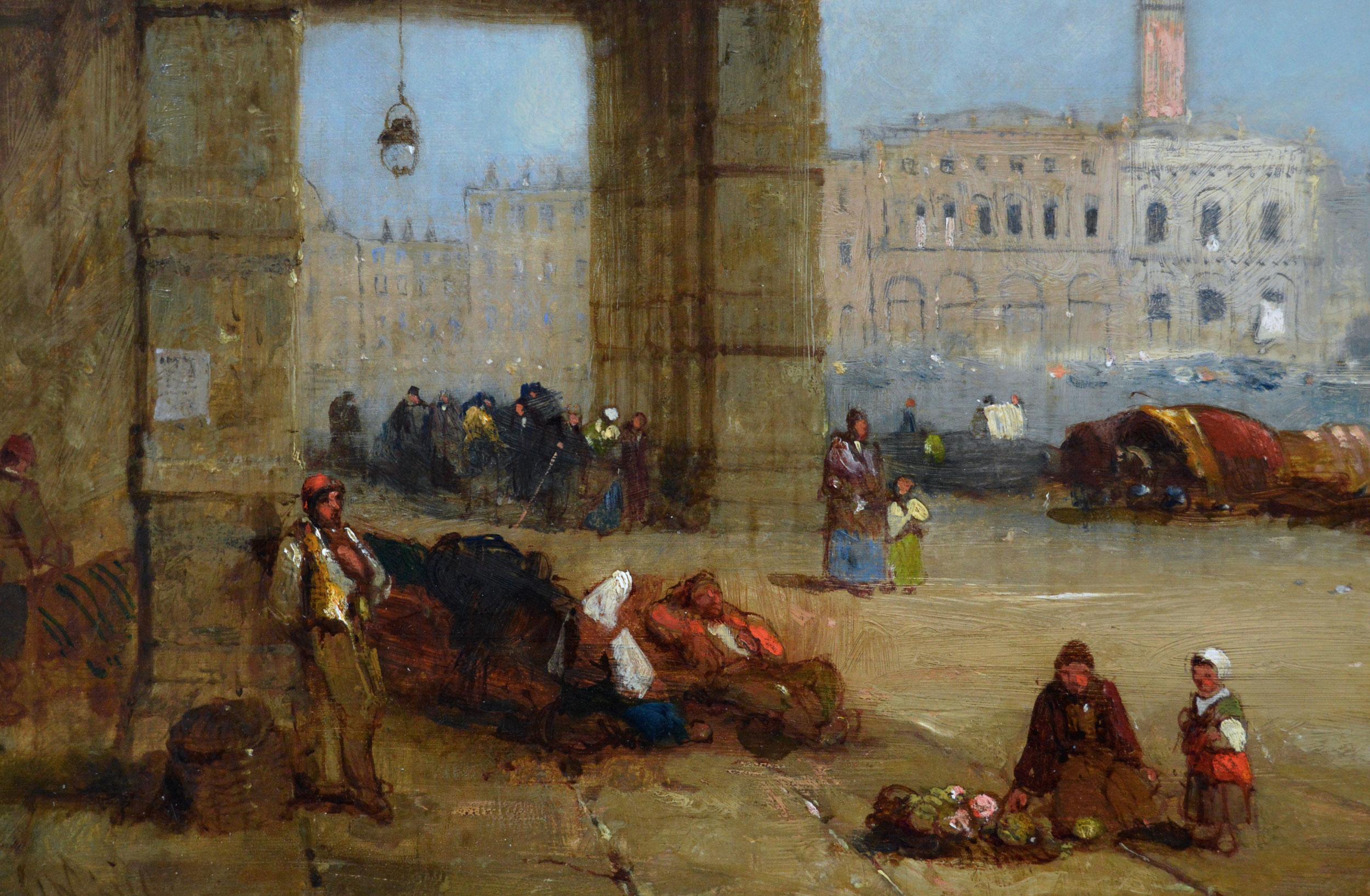 19th century oil painting of the Doge’s Palace from the Dogana, Venice  - Victorian Painting by Jane Vivian