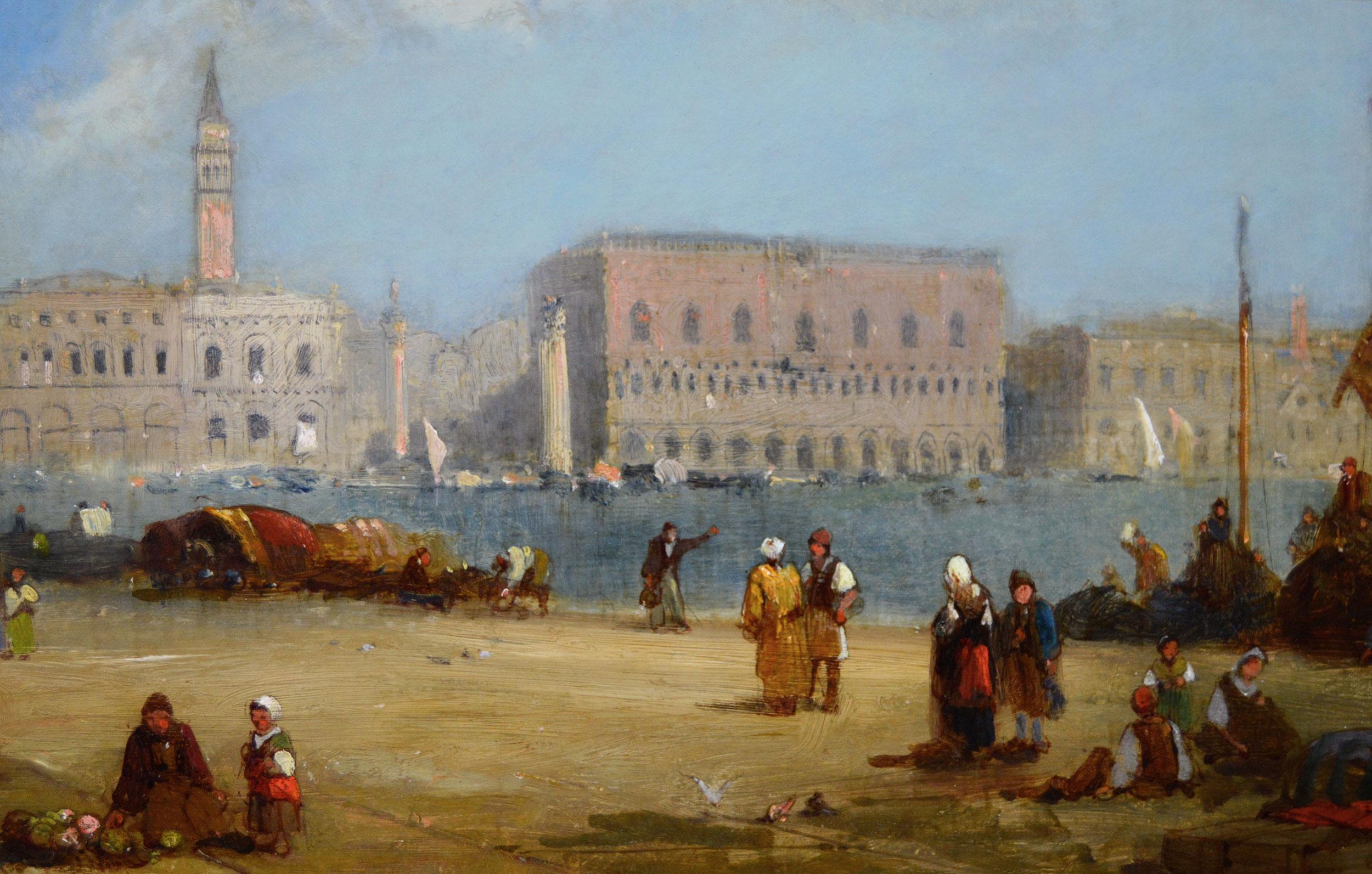 Jane Vivian
British, (fl. 1869-1890)
Looking towards the Doge’s palace from the Dogana
Oil on canvas, signed
Image size: 17.25 inches x 31.25 inches 
Size including frame: 22.75 inches x 36.75 inches

A wonderful painting of the Doge’s Palace and St