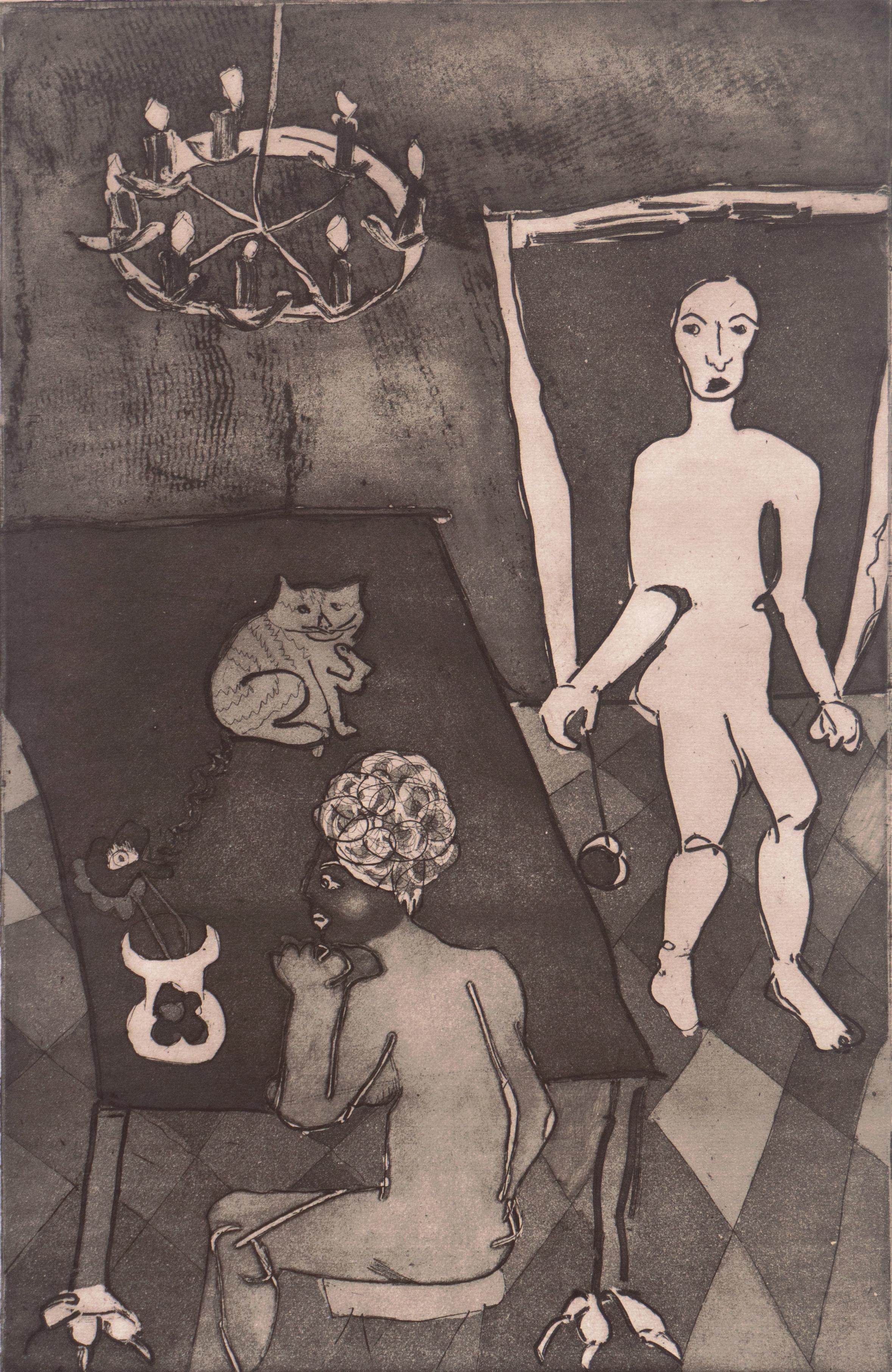 Nude Print Jane Voitle Mellin - « Surréaliste Boudoir », San Francisco Bay Area Modernist, Atelier 63, artiste féminine