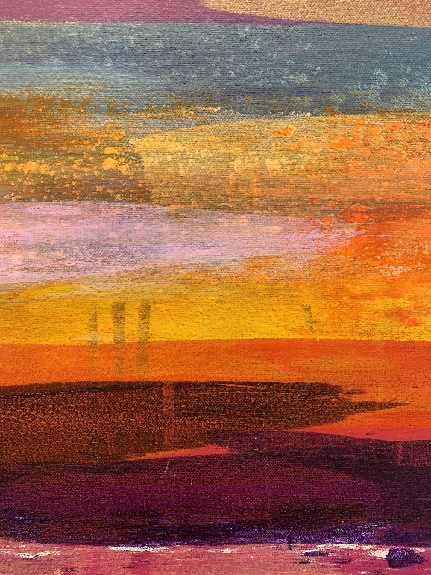 Peinture originale « Burning Sands », promenades abstraites colorées, art, paysage  - Abstrait Painting par Jane Wachman
