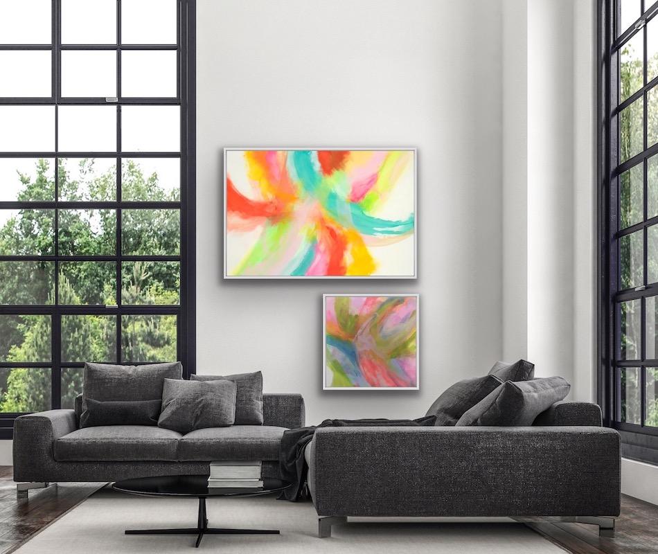 Díptico Danza India y Días de Verano - Painting Expresionismo abstracto de Jane Wachman
