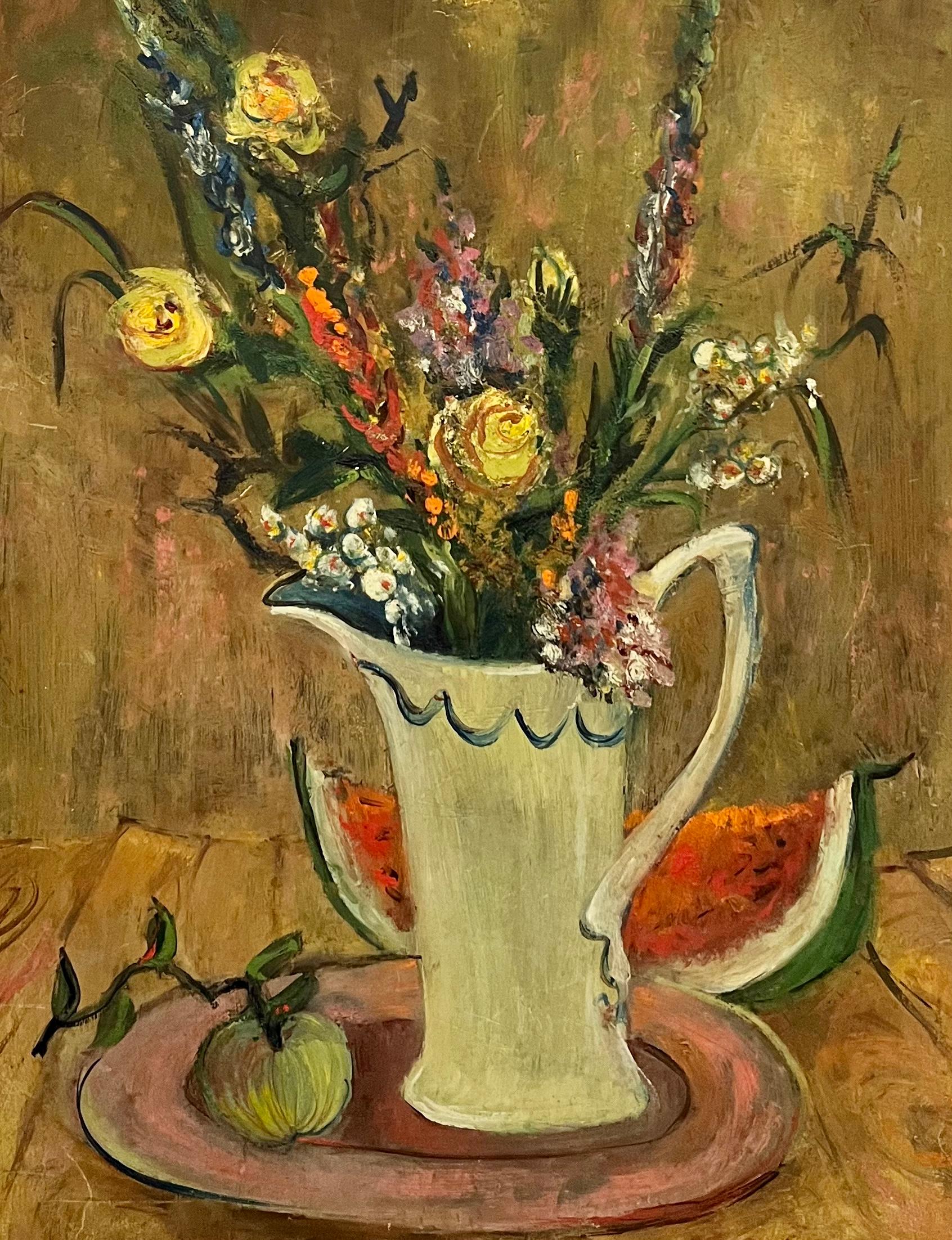 FAUVIST Still Life Flowers Fruits FEMALE American Modernist Post Impressionist For Sale 1