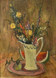 FAUVIST Nature morte Fleurs Fruits FEMELLE Américaine Moderniste Post Impressionniste