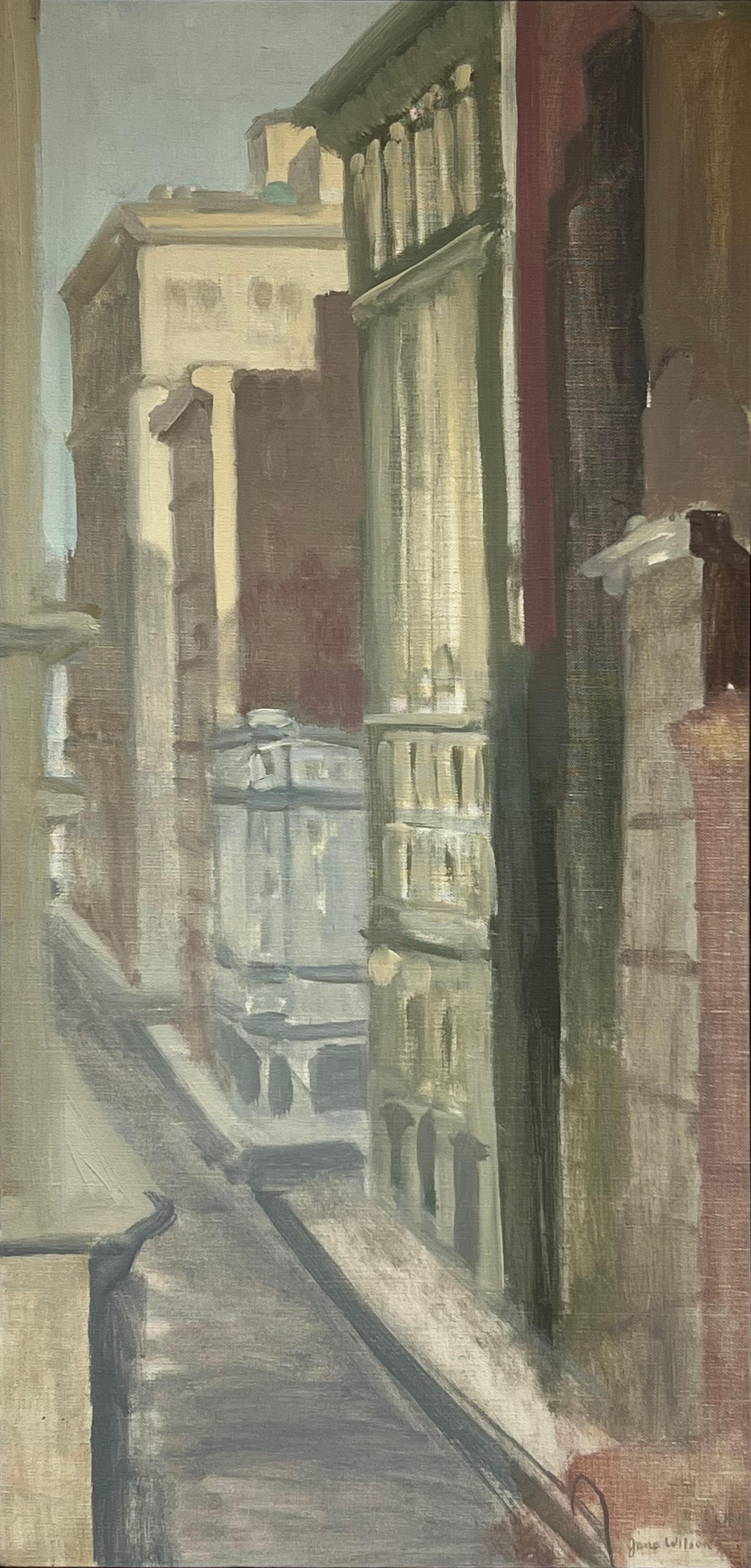 Jane Wilson Landscape Painting – NEW YORK Broadway Street Scene FEMALE Amerikanischer modernistischer impressionistischer Maler