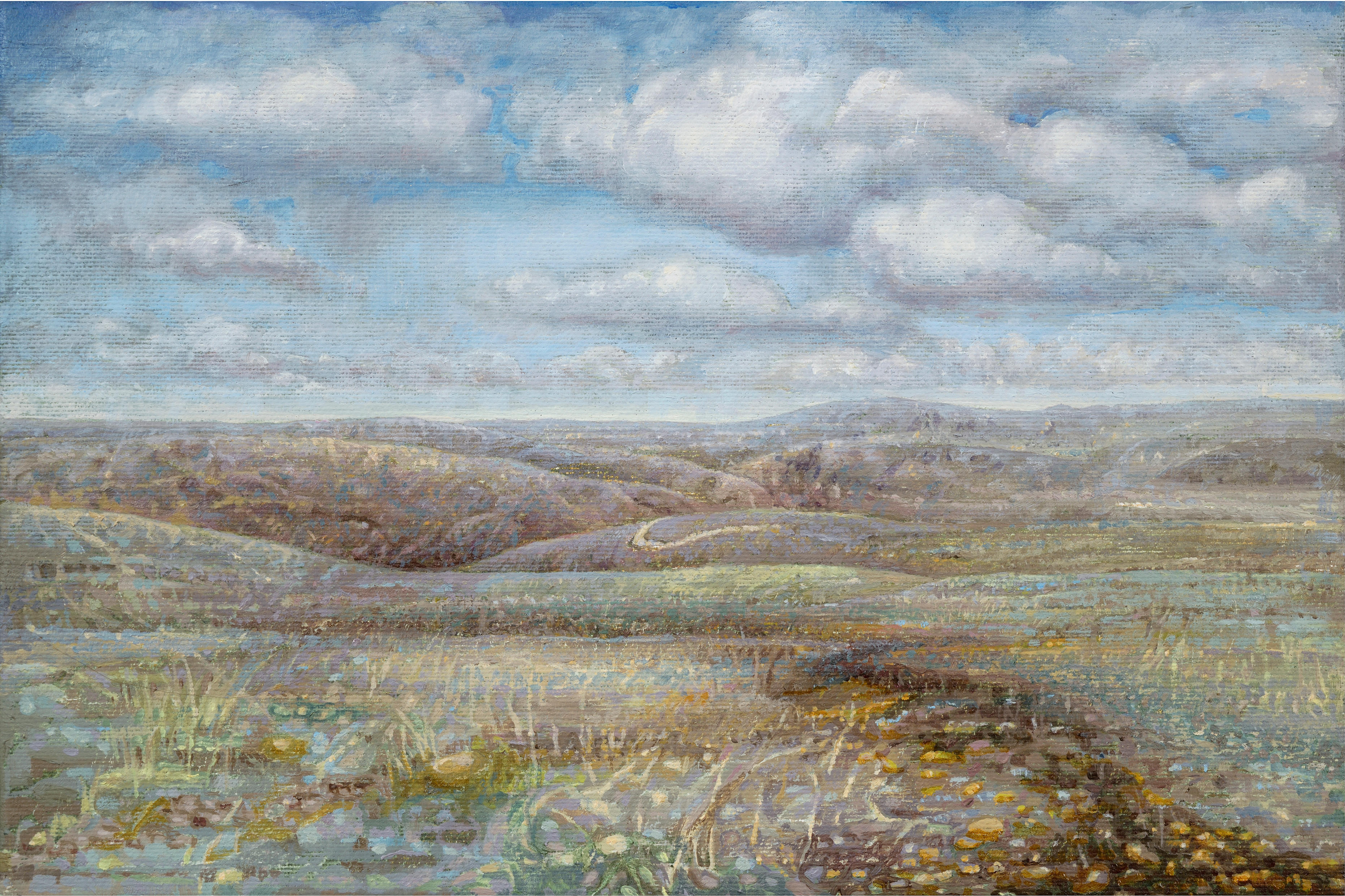 Jane Wormell Landscape Painting - The Shropshire Hills - 21st Century, Contemporary, Oil, Landscape