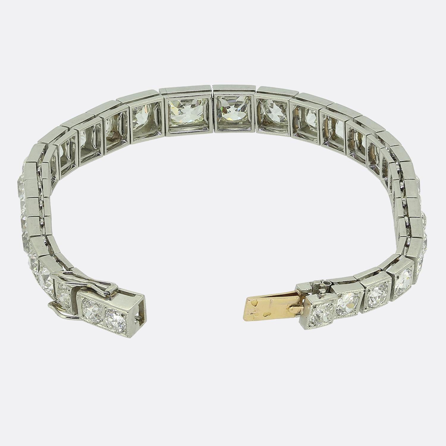 Taille vieille mine Janesich Bracelet ligne de diamants taille ancienne 18,00 carats en vente