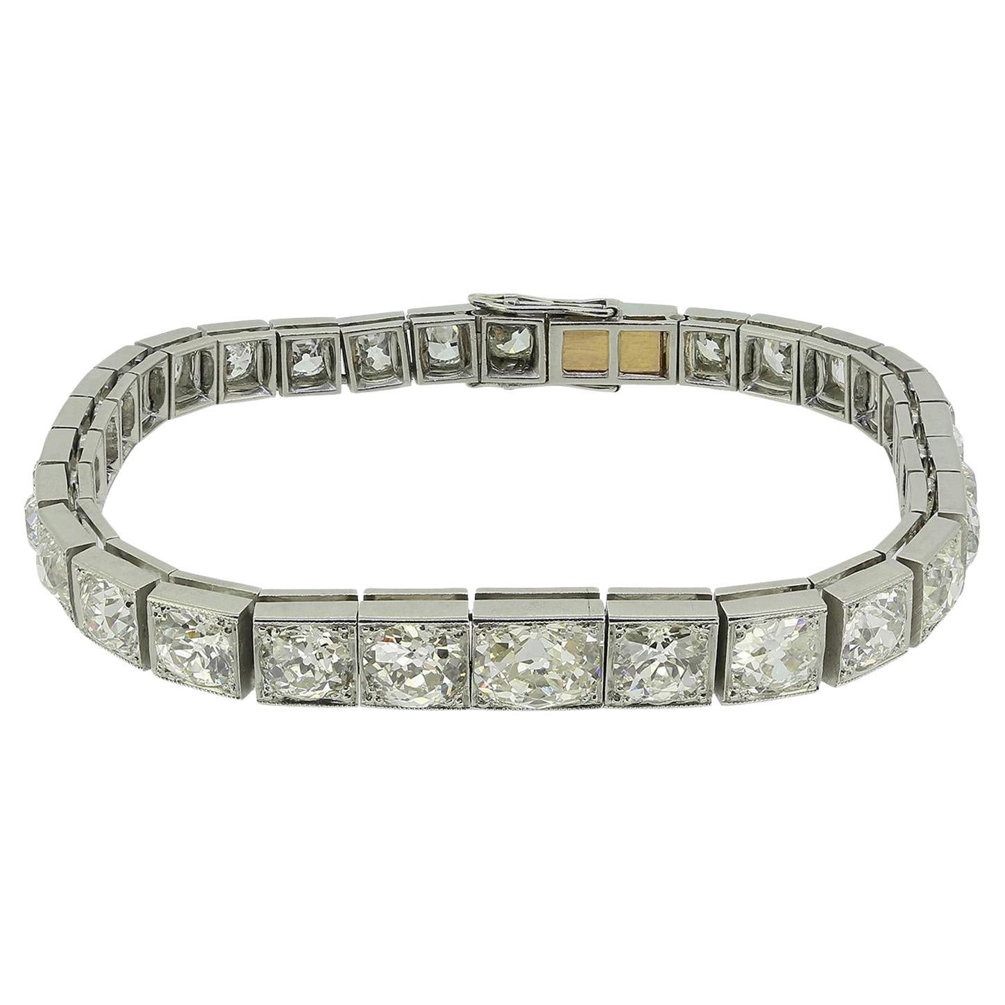 Janesich 18.00 Carat Old Cut Diamond Line Bracelet For Sale
