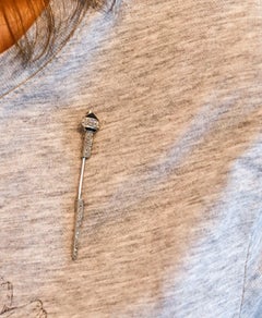 JANESICH 1920 Paris Art Deco Jabot Brooch In Platinum With Diamonds & Onyxes