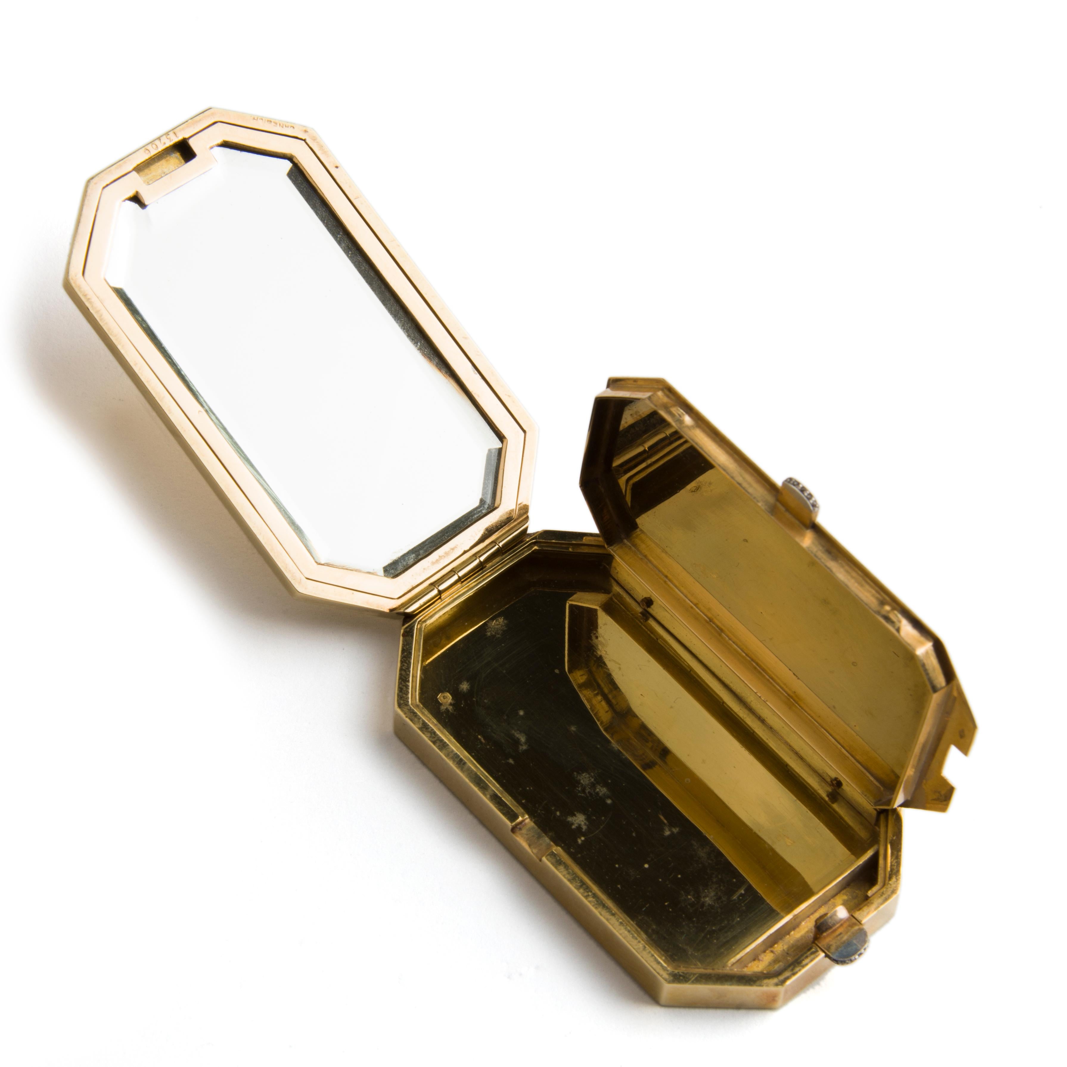 Janesich Art Deco 18k Yellow Gold and Enamel Vanity Case In Good Condition For Sale In London, GB