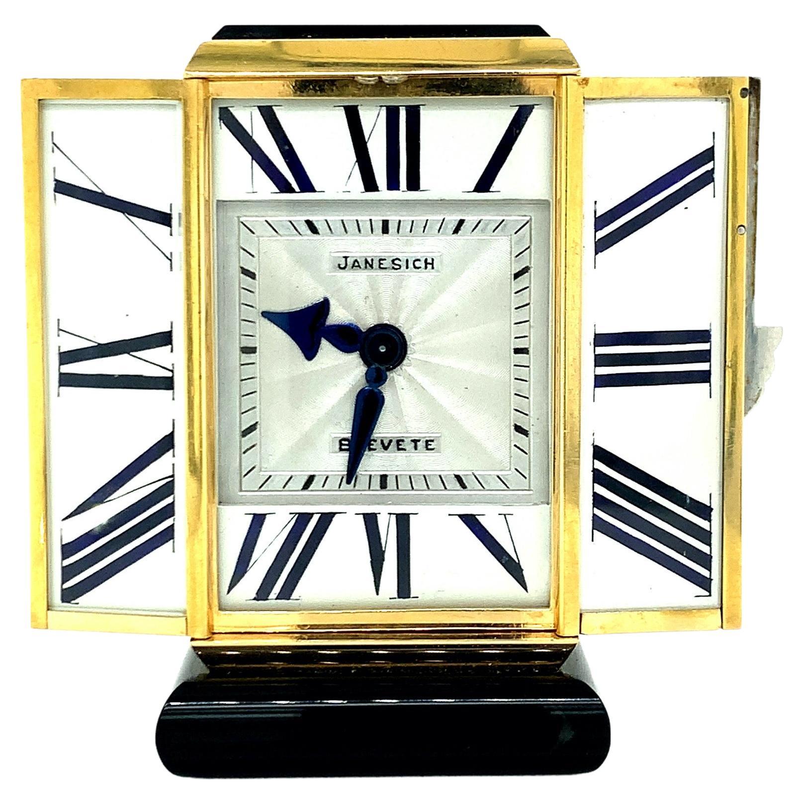 Horloge de voyage de l'époque Art Déco Janesich