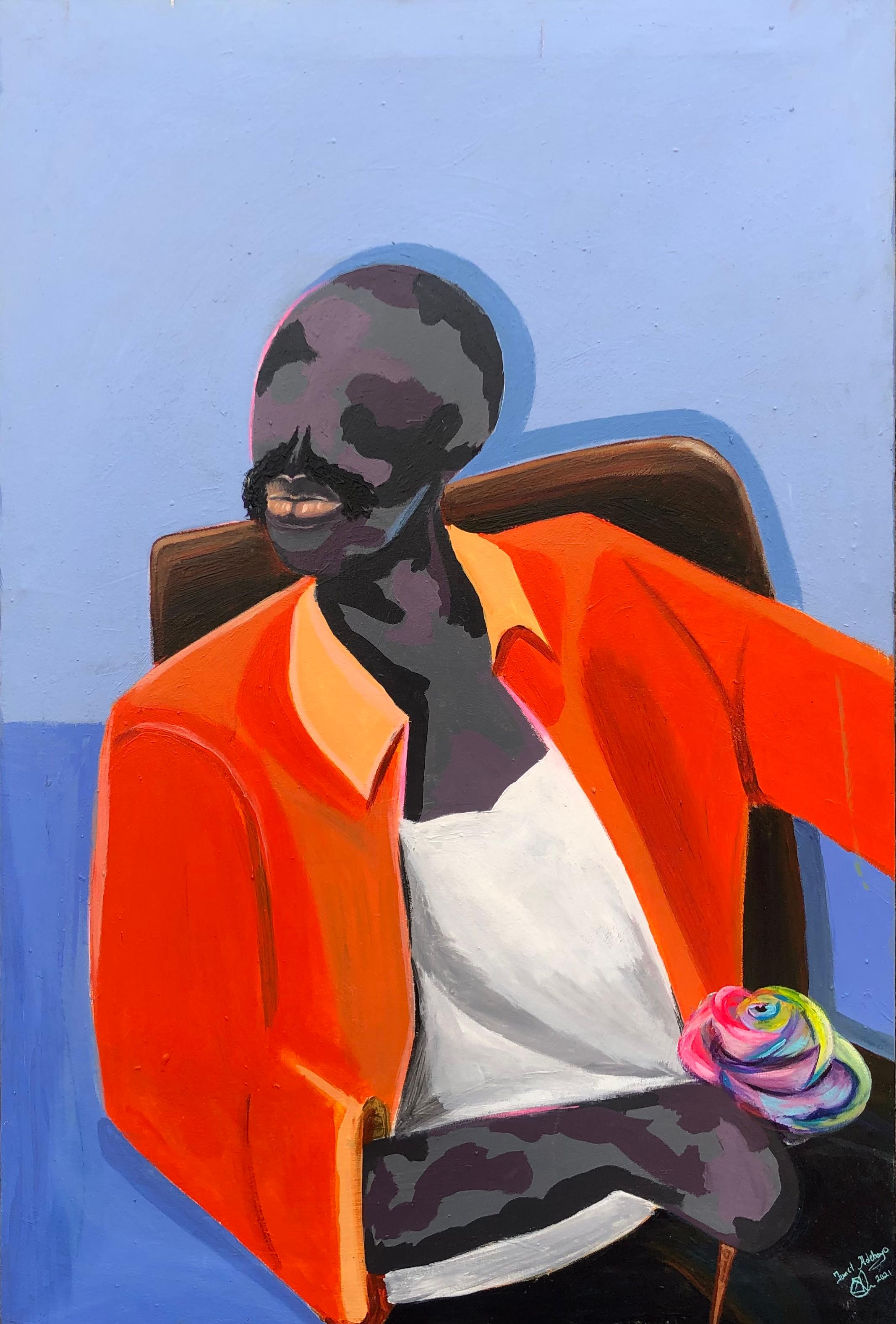 Janet Adebayo Figurative Painting - Hiding the Emotions