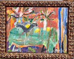 Peinture à l'huile fauviste de Californie Carmel, expressionniste bohème Lemons & Flowers