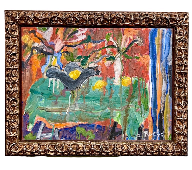 Janet Ament De La Roche Abstract Painting - California Fauvist Oil Painting Carmel Bohemian Expressionist Lemons & Flowers