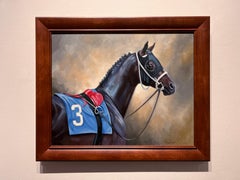 Janet Crawford, « #3 », portrait équestre, peinture à l'huile sur toile, 16x20