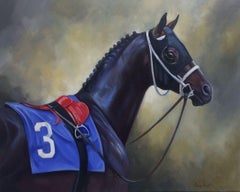 Janet Crawford, "#3", 16x20 Equestrian Portrait Oil Painting on Canvas 