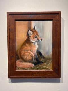 Peinture à l'huile de Janet Crawford, « Little Tod », portrait d'animal en forme de renard, 16 x 12 cm