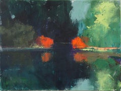 Bushes by Inlet, Abstract Painting