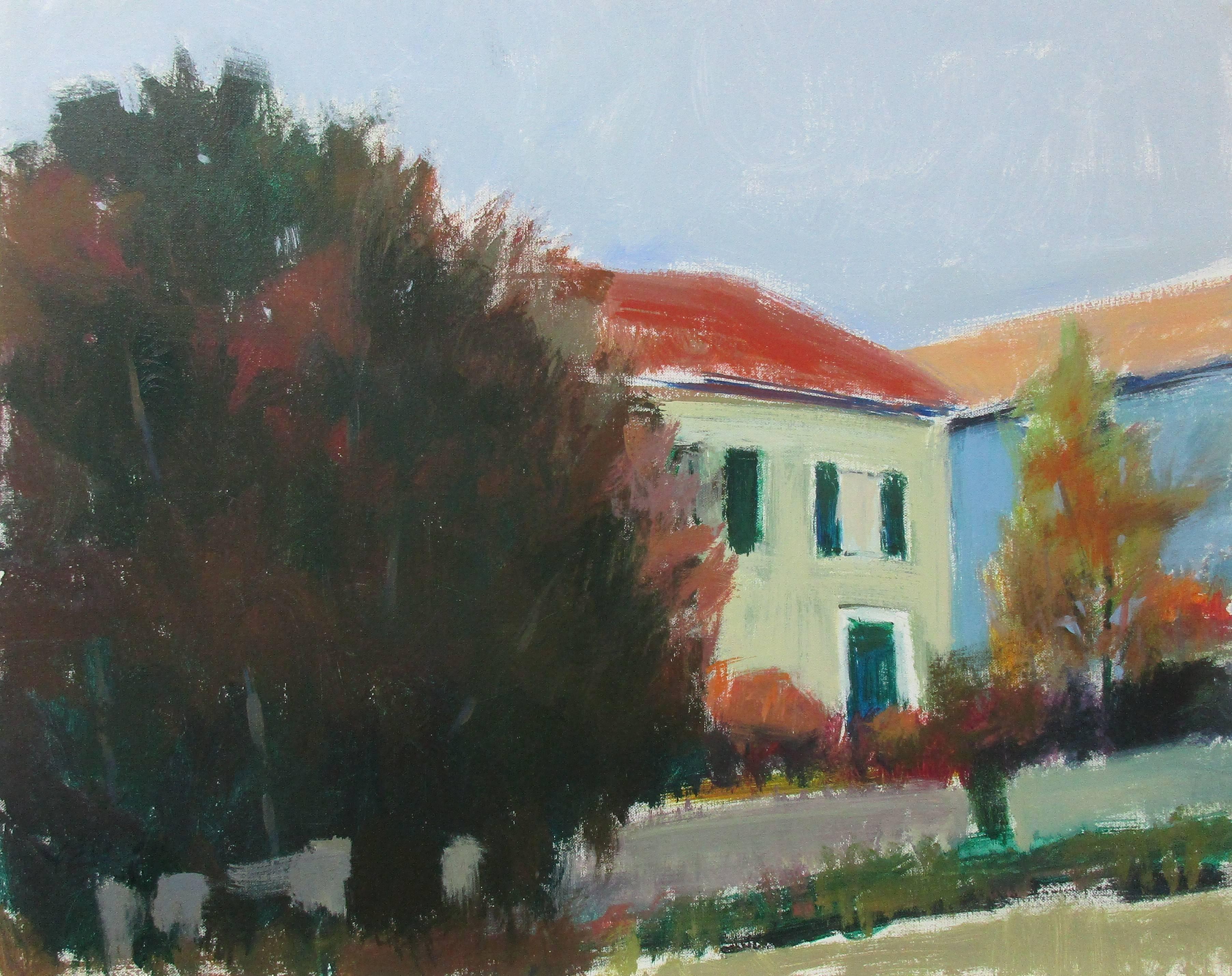 Janet Dyer Landscape Painting - House Near Mornay, France, Original Painting
