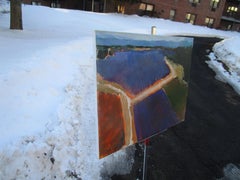 Lavender Fields from Above, Abstract Painting