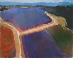 Lavender Fields from Above, Abstract Painting