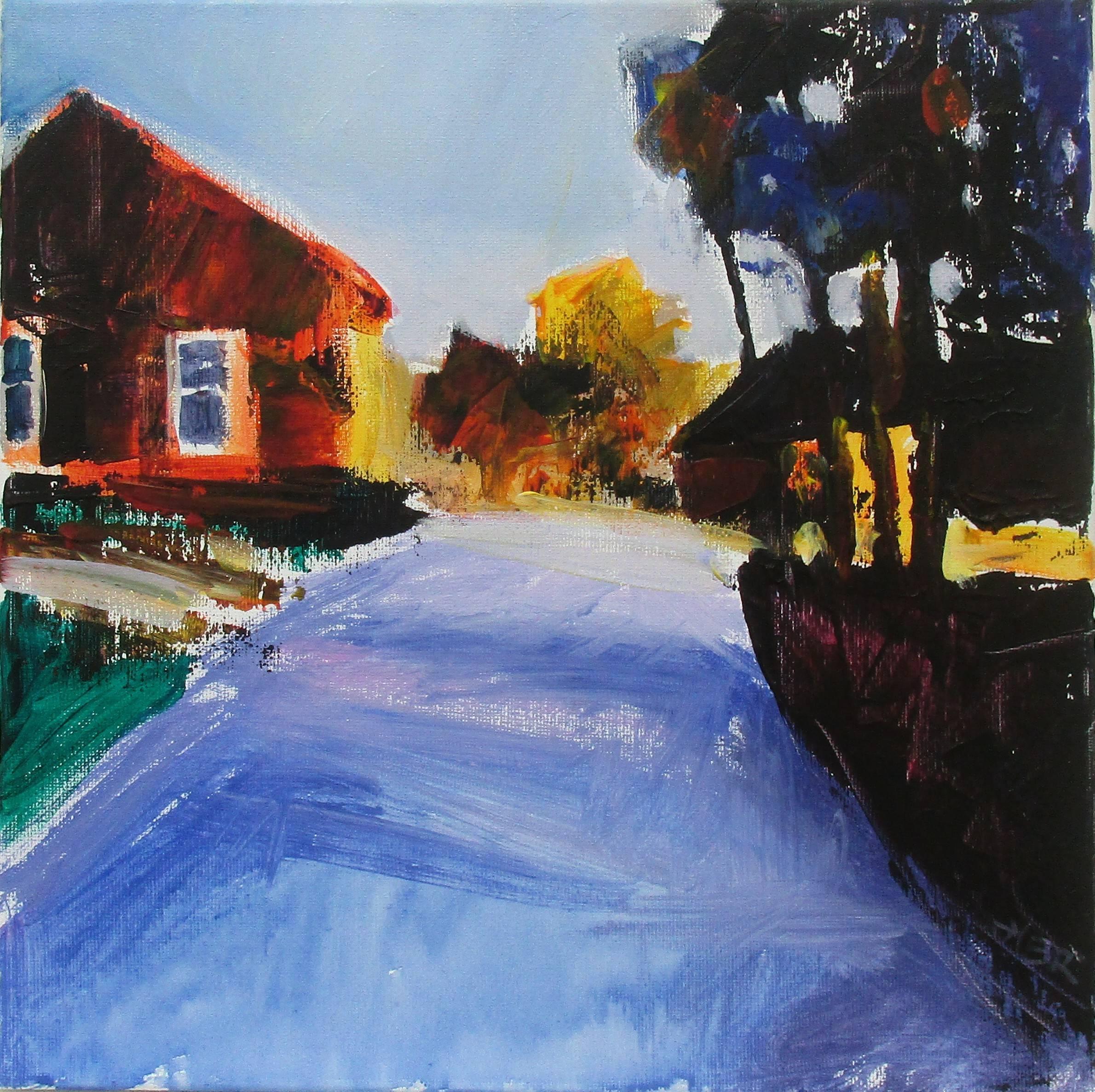 Janet Dyer Landscape Painting - Orange House and Drive