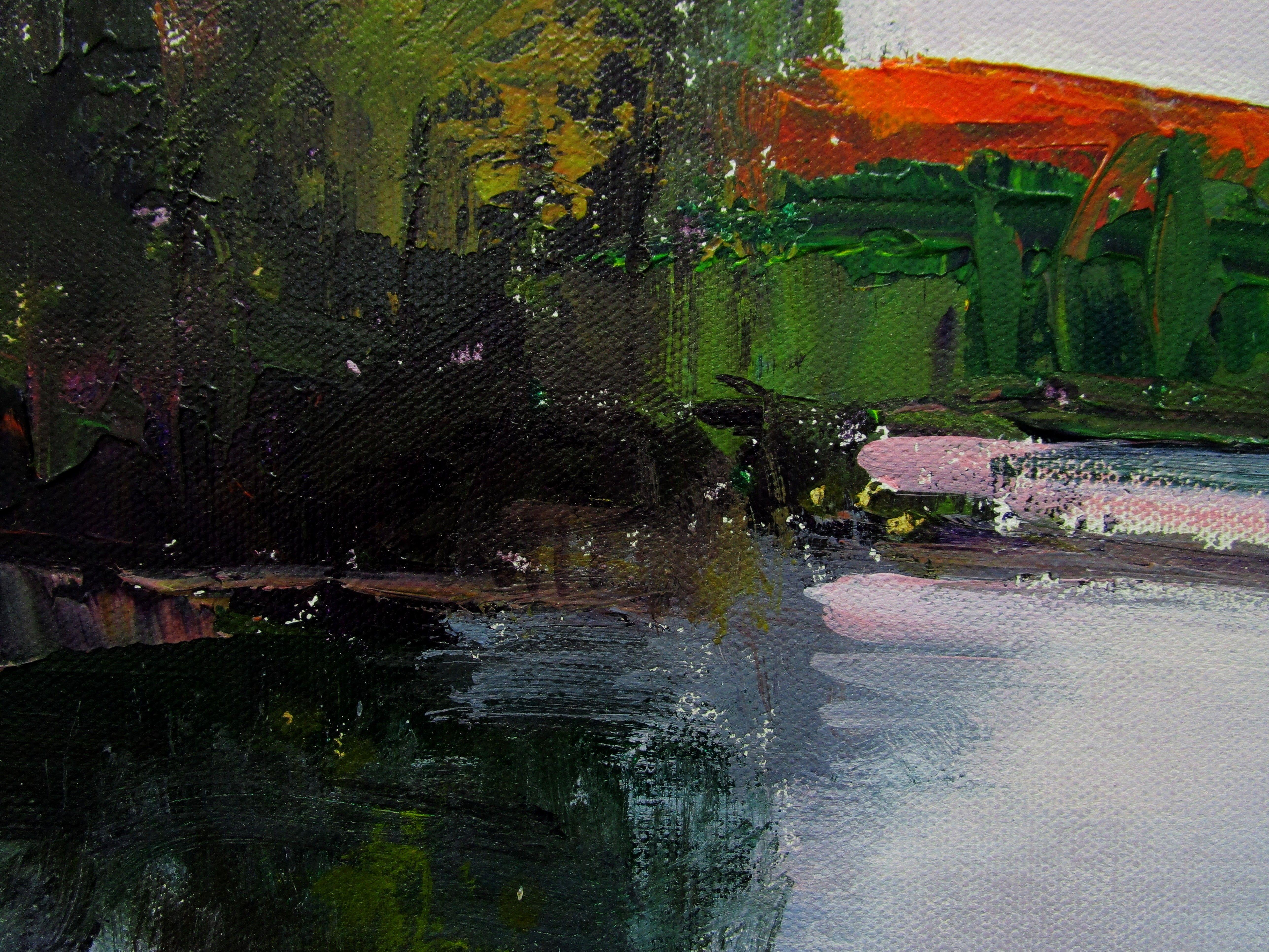 Rosa Marsh, Gemälde, Acryl auf Leinwand (Impressionismus), Painting, von Janet Dyer
