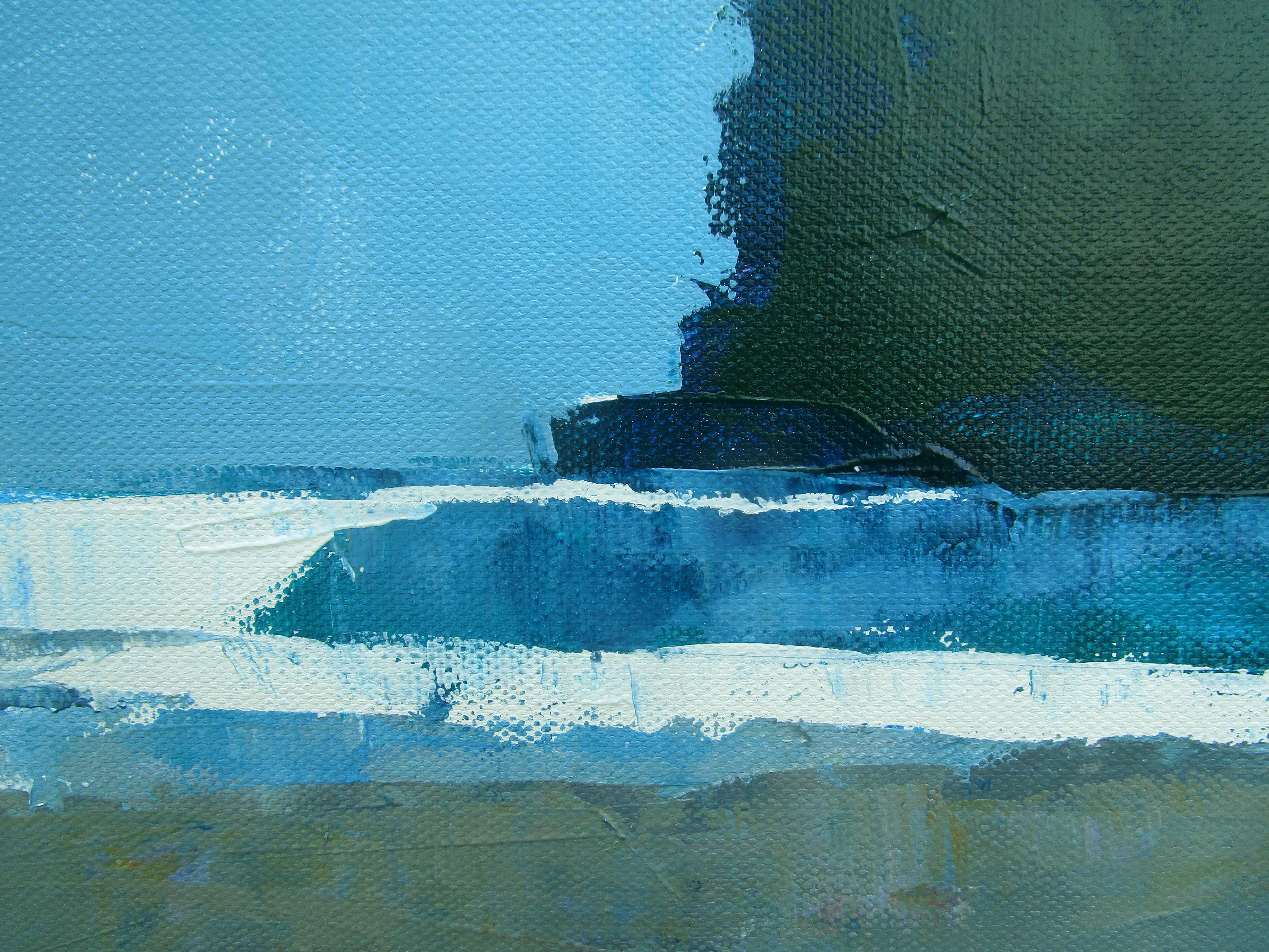 Barre de sable, Hawaï, peinture originale - Bleu Landscape Painting par Janet Dyer