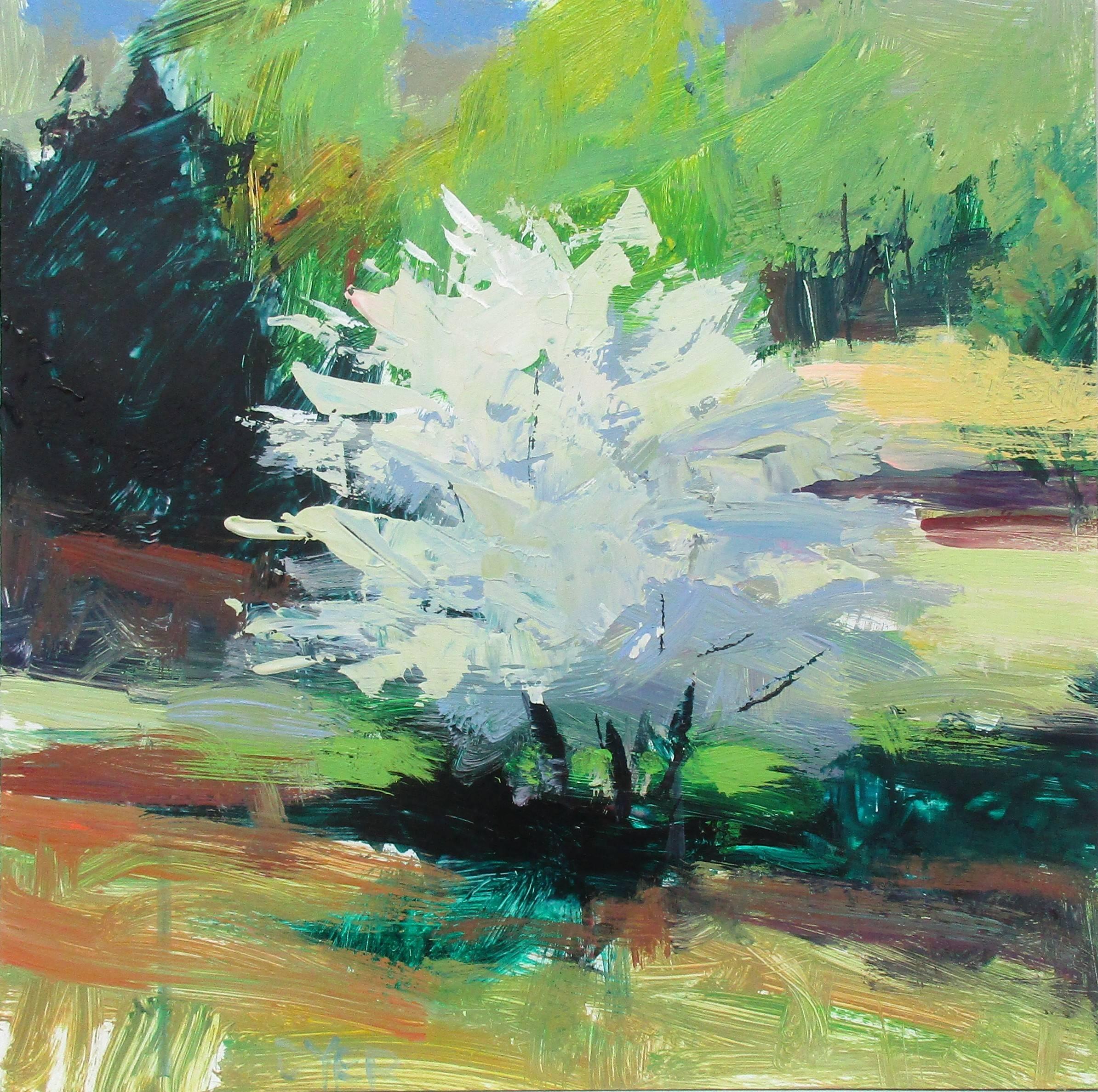 Janet Dyer Landscape Painting - Spring Tree, Harriman, Original Painting