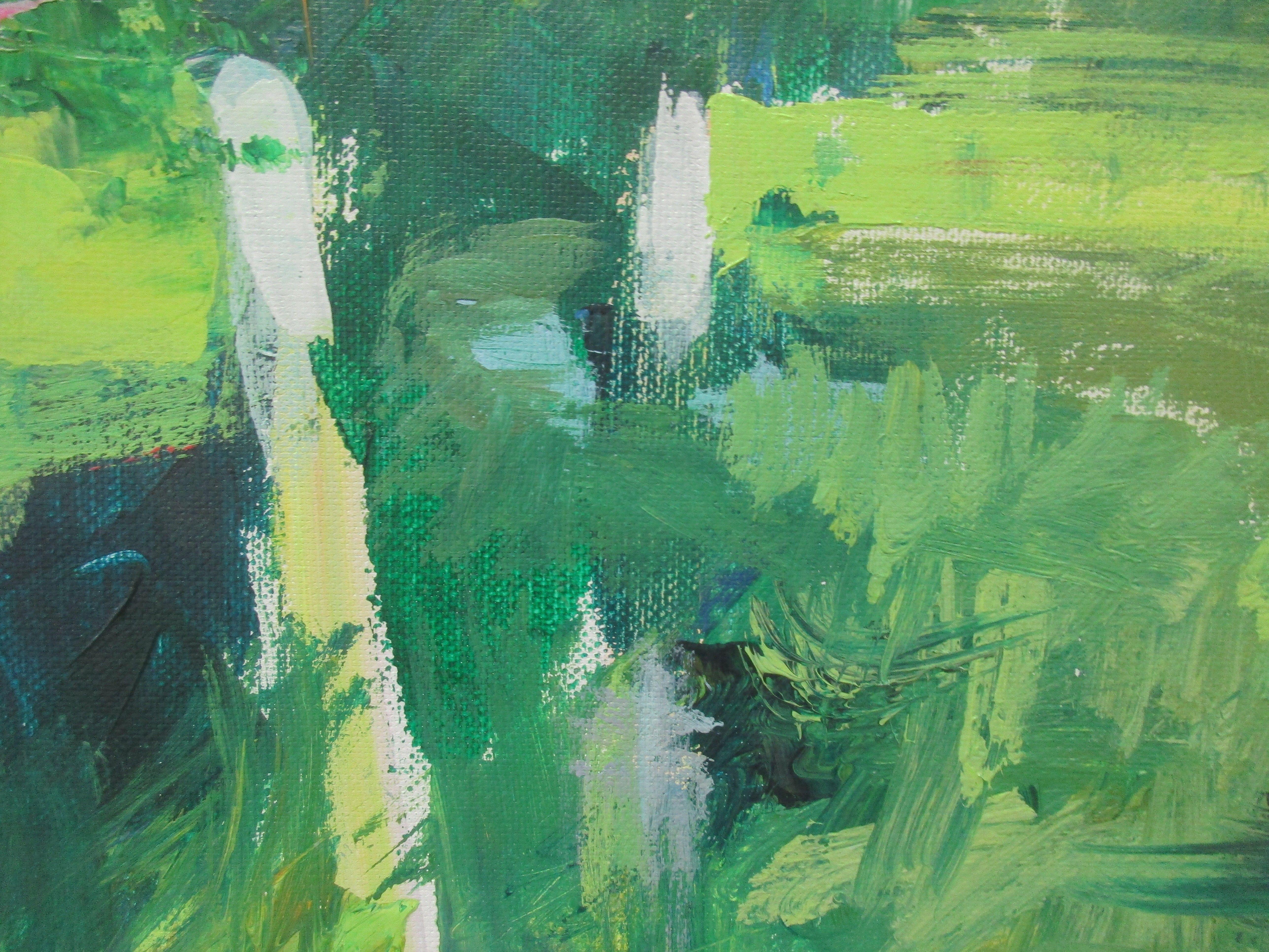 Swan Pond, Painting, Acrylic on Canvas For Sale 2