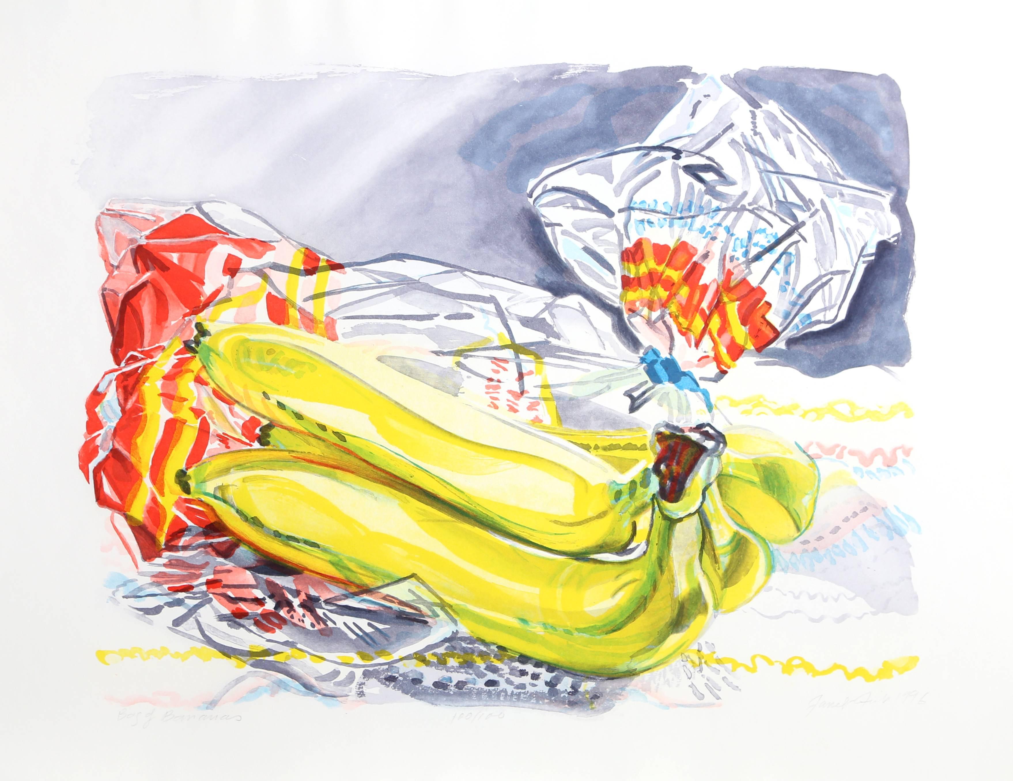 Artista: Janet Fish, estadounidense (1938 - )
Título Bolsa de plátanos
Año: 1996
Técnica: Aguafuerte con aguatinta, firmado y numerado a lápiz
Edición: 100
Tamaño: 62,23 x 76,2 cm (24,5 x 30 pulg.)