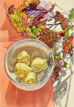 Pears and Autumn Leaves, Still Life Lithograph by Janet Fish