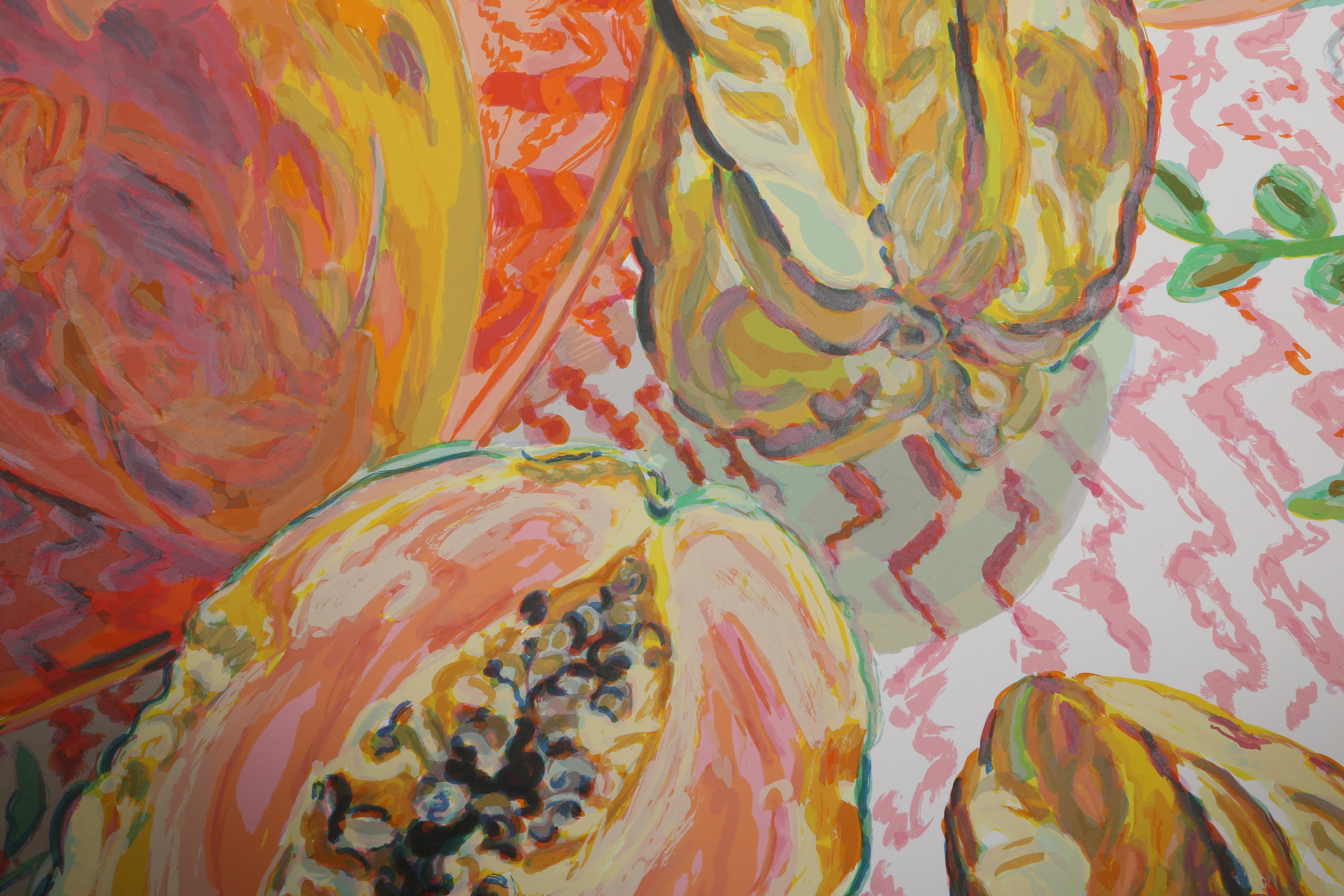 Still Life with Tropical Fruits, Contemporary Screenprint by Janet Fish For Sale 1
