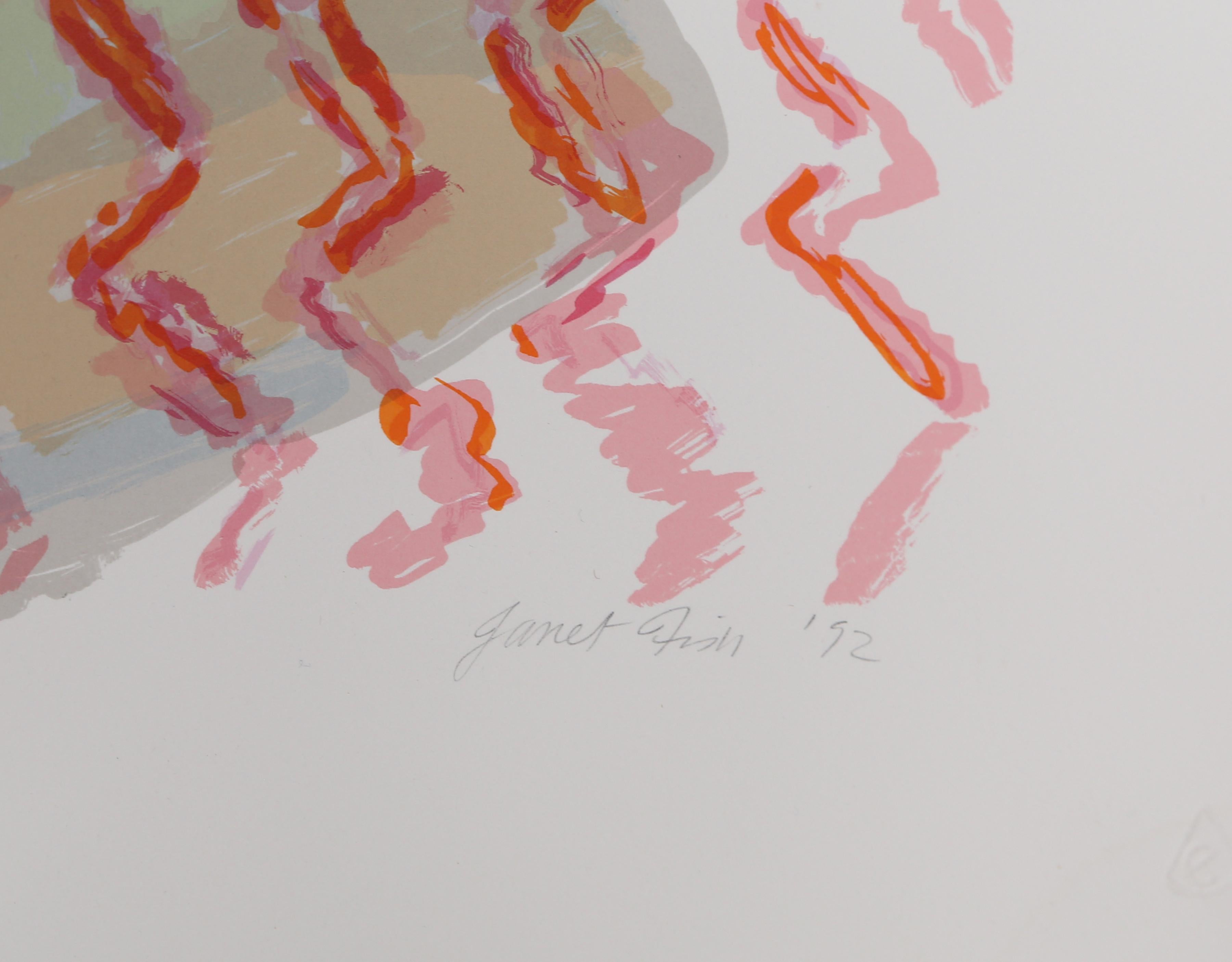 Künstlerin: Janet Fish, Amerikanerin (1938 - )
Titel: Stilleben mit Früchten
Jahr: 1992
Medium: Siebdruck, signiert, nummeriert und datiert mit Bleistift 
Auflage: 75
Bildgröße: 36 x 42 Zoll
Größe: 40,5 x 46,5 Zoll (102,87 x 118,11 cm)