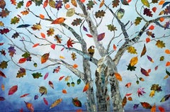 The Day the Leaves Danced - Colourful Mixed Media on Board