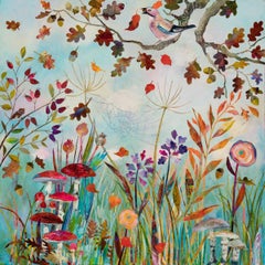 The Jay and the Dormouse - Colourful Mixed Media on Board