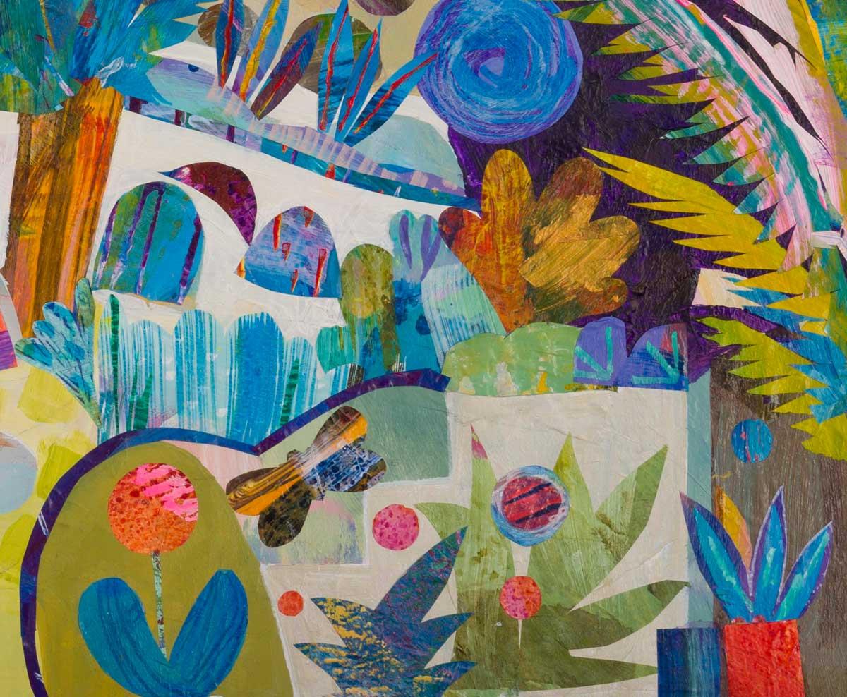 Reise nach St. Ives – farbenfrohe Mischtechniken (Zeitgenössisch), Mixed Media Art, von Janet Gough
