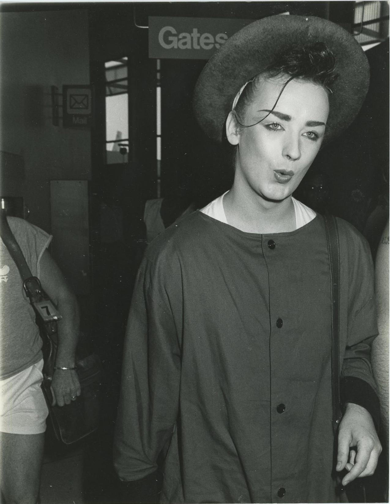 Janet Gough Black and White Photograph - Boy George 1984 Black and White Portrait