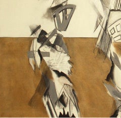 Parallel Spin, Modern Abstract Art Oil Painting Canvas Charcoal Yellow Black