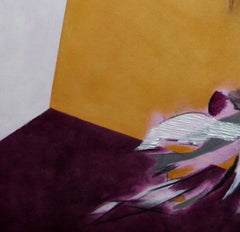 Reborn, Modern Abstract Art Oil Painting Canvas Colorful Pink Yellow Geometric