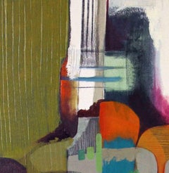 Return, Contemporary Abstract Art Oil Painting Canvas Colorful Square Yellow