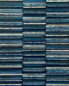 Marineblaue Streifen, abstraktes Gemälde