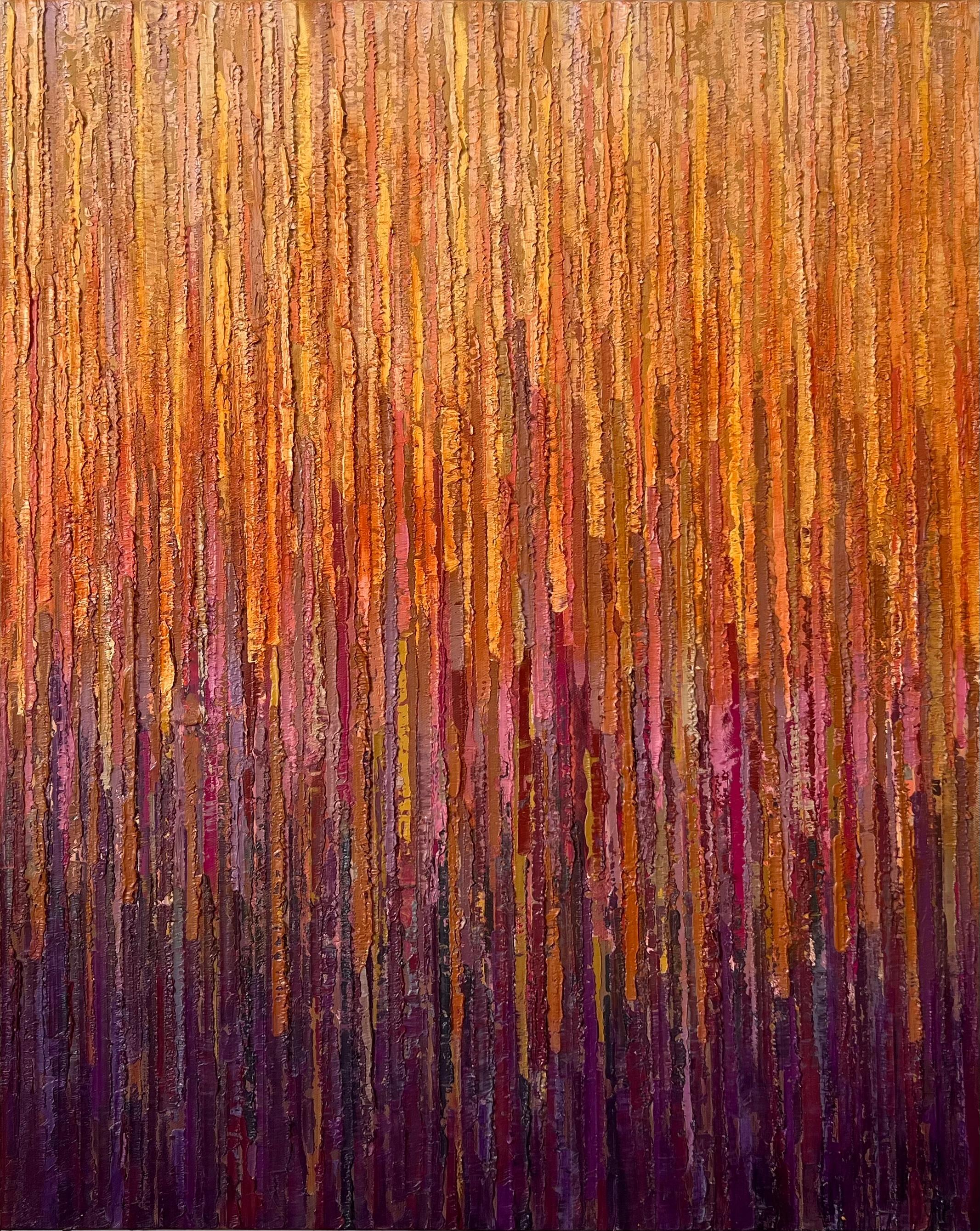 Janet Hamilton Abstract Painting - Autumn Rain, Abstract Oil Painting