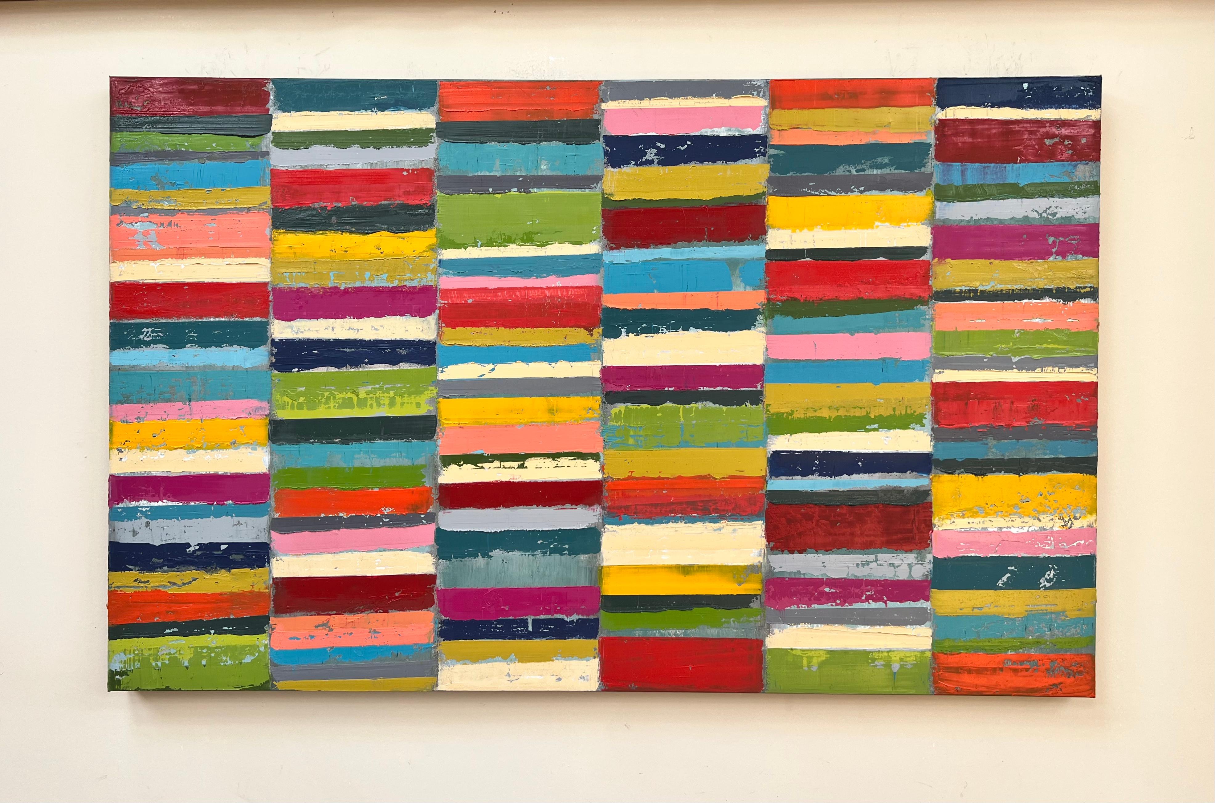 Gris de couleurs n° 3, peinture à l'huile abstraite - Abstrait Painting par Janet Hamilton